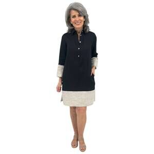 NEW ILINEN shirt dress in black/natural